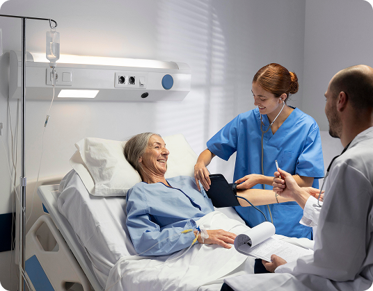 Medical professionals providing care to patient